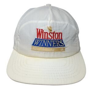 Winston Winners Club 5 Panel Snapback Cap White 7 5/8 Embroidered Stylemaster